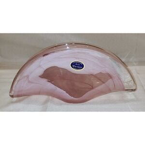Murano Pink White Swirl Lavoazeone Glass Arte Folded Fan  Napkin/letter  Holder